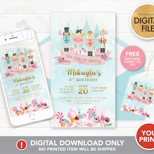 Printable Sugarplum Fairy Birthday Invitation, The Nutcrackers Birthday Invitation, Personalized Sugar Plum Fairy Party Supply