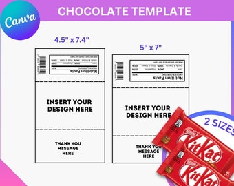 Modèle d'emballage de chocolat modifiable, modèle de barre de chocolat modifiable, canva de modèle de chocolat, canva d'emballage de barre de chocolat, barre de chocolat