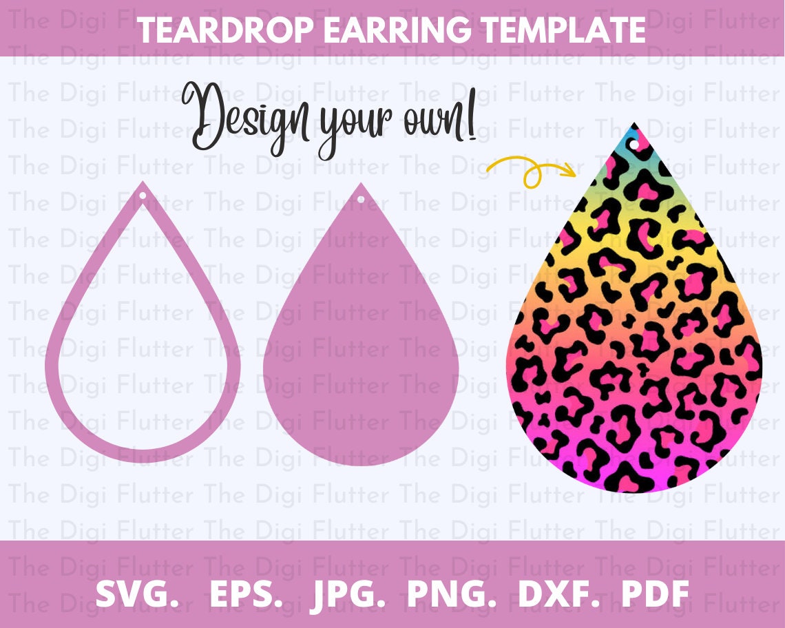 Geometric Shapes Boho Earring, Sublimation Earring Designs Template,  Earring Blanks Design, Teardrop Earring PNG, Instant Digital Download 