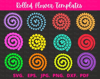 Rolled flowers svg, Rolled flower template, Paper rolled flower svg, Rolled flower cricut, Rolled flowers png, Rolled flower cutouts, Dxf