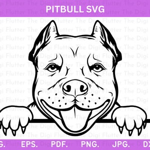 Pitbull Puppy Peek SVG: American Pitbull Vector Clipart (Digital File)