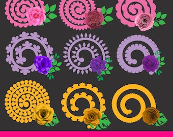 Rolled Flower SVG Bundle, Rose Template (Digital Download)