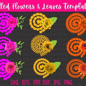 Flower svg 3d, Flower Leaves Cricut, Rolled Flower Print, Rolled Flower Svg, Rolled Flower Cricut, Rolled Flower Rose Svg, Paper Flower Svg