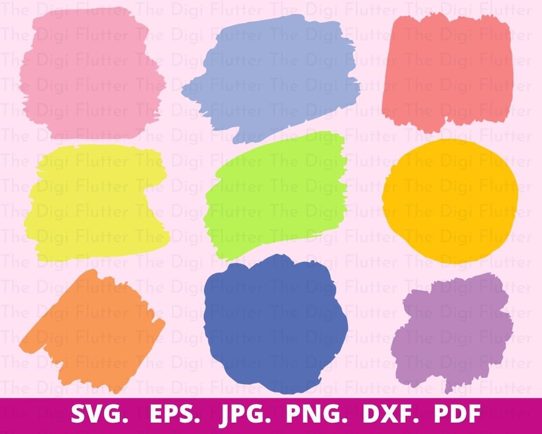 Colorful Paint Stroke Clipart Bundle, Brush Stroke SVG (digital ...