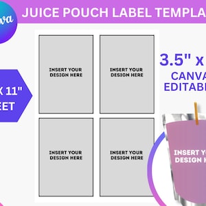 Juice labels stickers, Juice pouch labels, Juice labels templates, Juice bag pouch labels, Juice pouch template, Juice bag pouch template