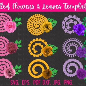 Rolled flower svg, Rolled flower template, Rolled flower svg bundle, Rolled flower svg files for cricut, Rolled flower png, Rolled rose svg