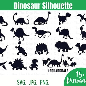 Dinosaurie-silhuett Clipart-paket (SVG, JPG, PNG)