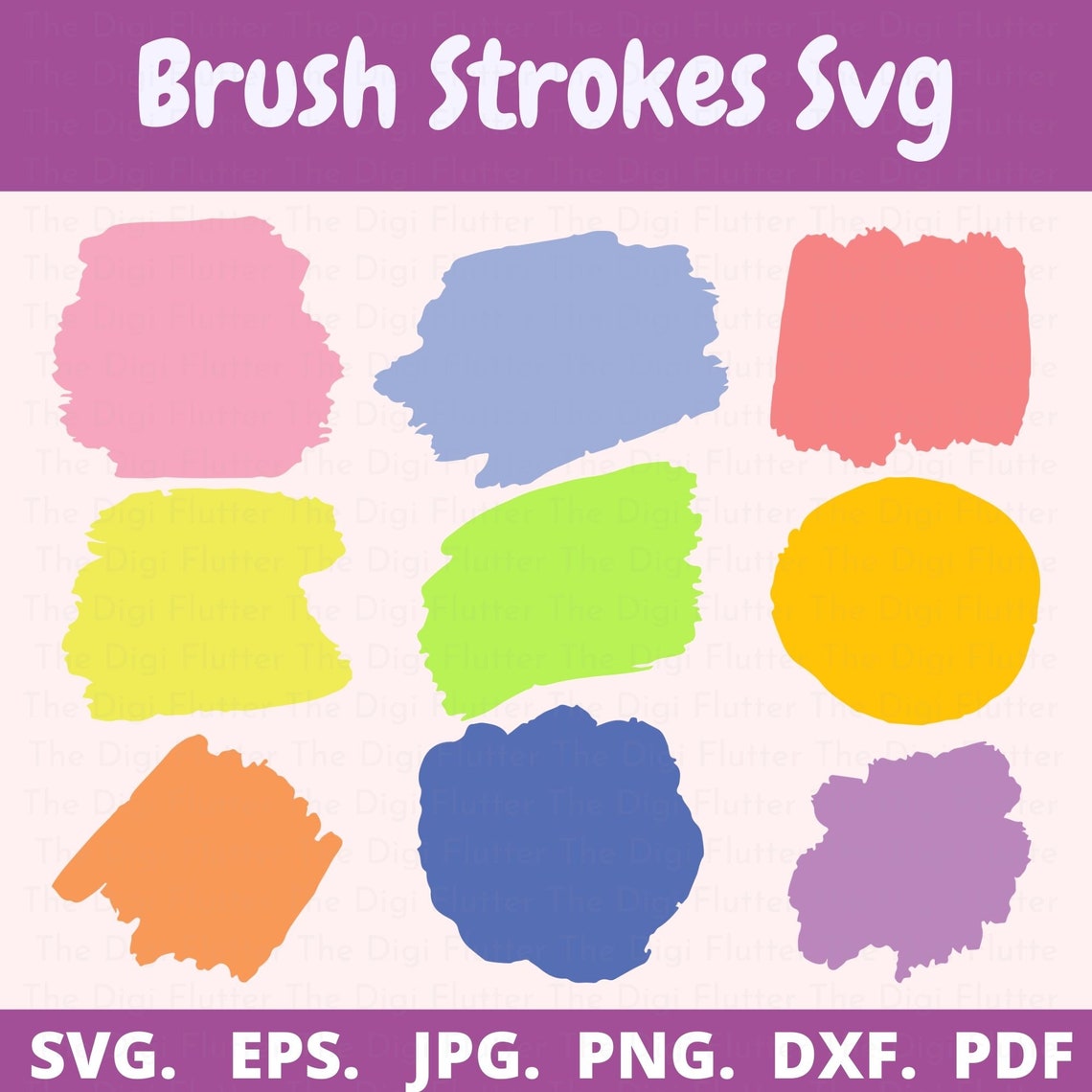Colorful Paint Stroke Clipart Bundle, Brush Stroke SVG (digital ...