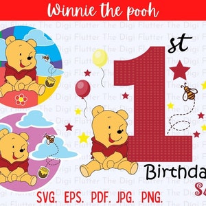 Winnie the pooh svg, Winnie the pooh svg bundle, Winnie the pooh cake topper, Winnie the pooh cricut svg , Winnie the pooh first birthday