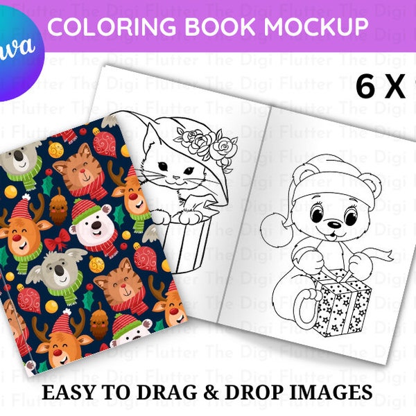 Canva Coloring Book Template, Canva Book Mock up, Canva Book Mockup, KDP Canva Book Mockup, Coloring Pages Mockup, Coloring Pages Mock up