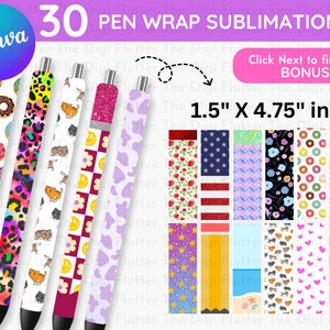 Sublimation Pen Wrap Template: Glitter Pen Design (Canva Editable)