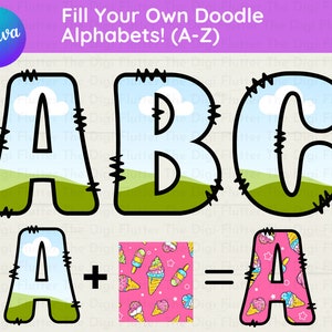 Alphabet Canva Frame, Canva Frame Letter Template, Letter Canva Frame, Doodle Letter Canva Frame, Canva Frame Mockup, Doodle Canva Frame