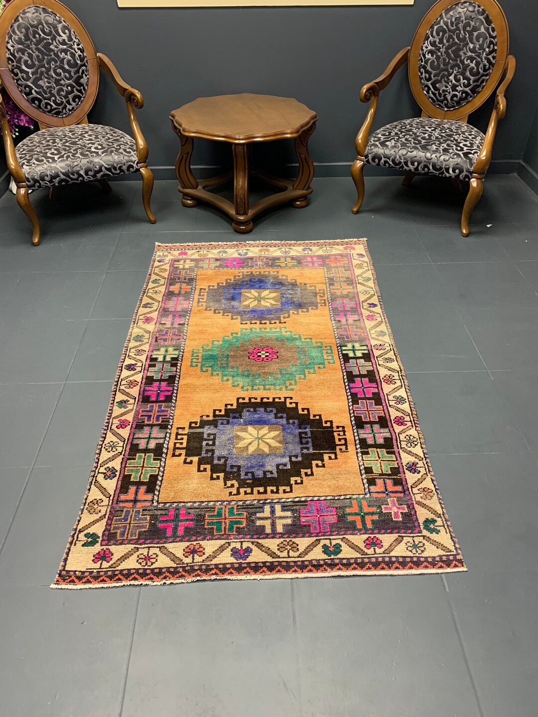 Antique Persian Rug Old Persian Rug Orange Persian Rug Pink Etsy