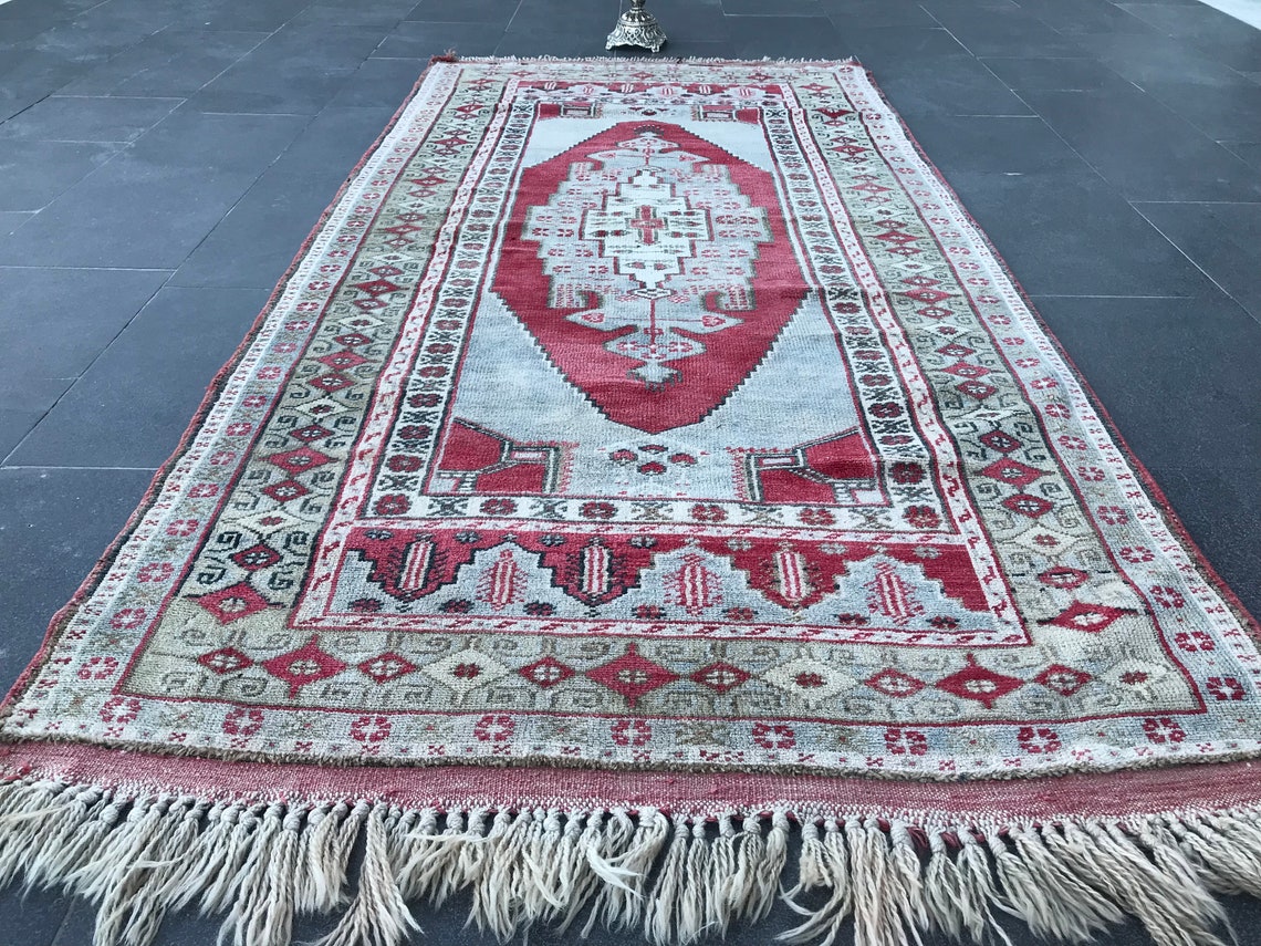 Roter Antiker Teppich Vintage Türkischer Teppich | Etsy