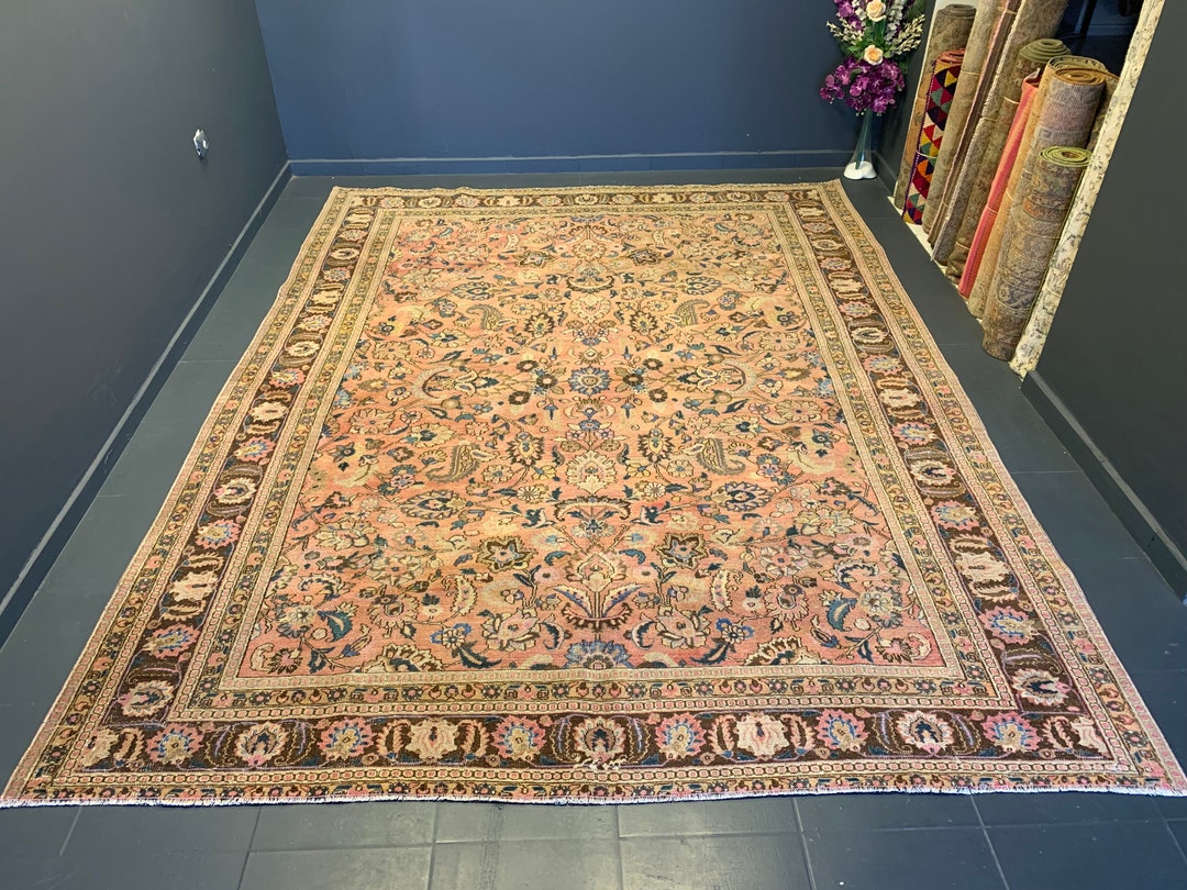 Persian Oversize Rug 9x12 Persian Rug Pink Persian Rug Etsy