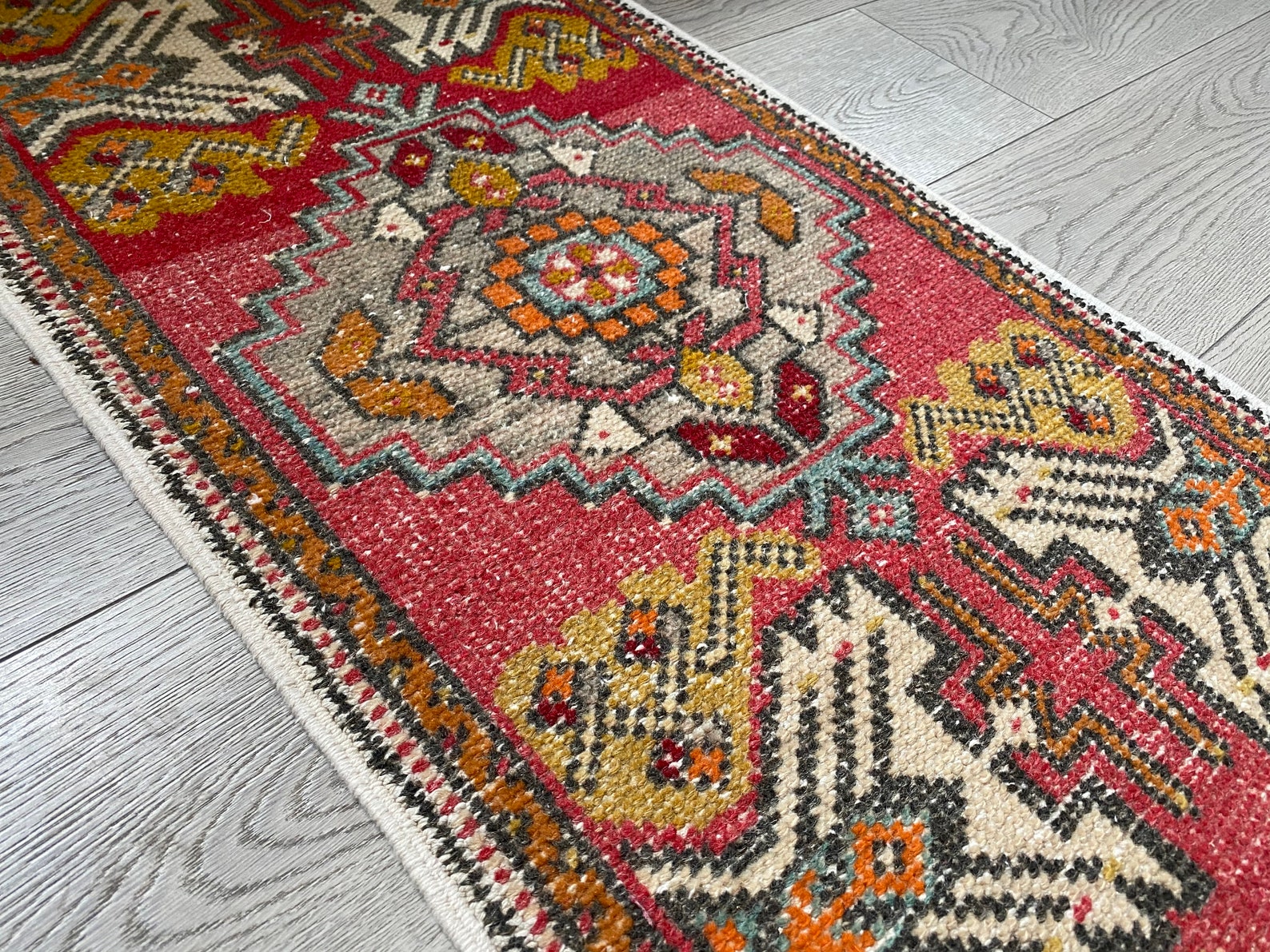 Red Small Rug Small Vintage Rug Small Handmade Rug Small Etsy