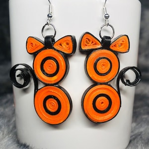 Quilled Cat Earrings  | Halloween Earrings | Paper animal Earrings | Cute Earrings for Girls and Women