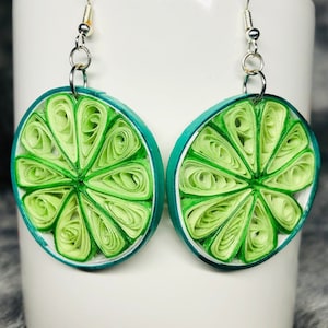 Filigree Lemon Earrings | Quilled Lime Earrings | Paper Fruit Earrings | Circle Earrings | Cute Earrings for Girls and Women