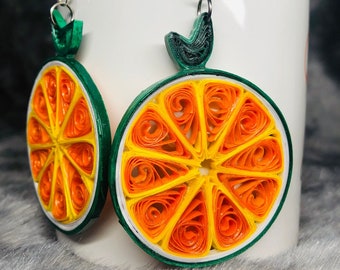 Quilled Paper Citrus Earrings | Lightweight Fruit Jewelry
