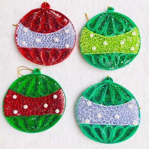 Quilled Christmas Ball Ornament | Paper Design Pearl Ball | Filigree Christmas Ornament Decorations