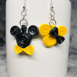 Mickey & Minnie Mouse Quilled Paper Earrings | Whimsical Disney Jewelry image 3