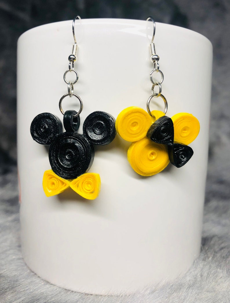 Mickey & Minnie Mouse Quilled Paper Earrings | Whimsical Disney Jewelry image 3