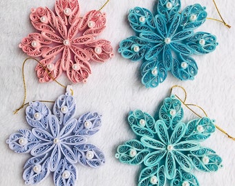 Quilled Christmas Elegant Snowflake Ornament | Paper Snowflake Ornament | Filigree Christmas Decorations