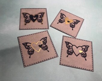 Motiv-Label Butterfly Label/Patches aus Snappap 4 Stk.