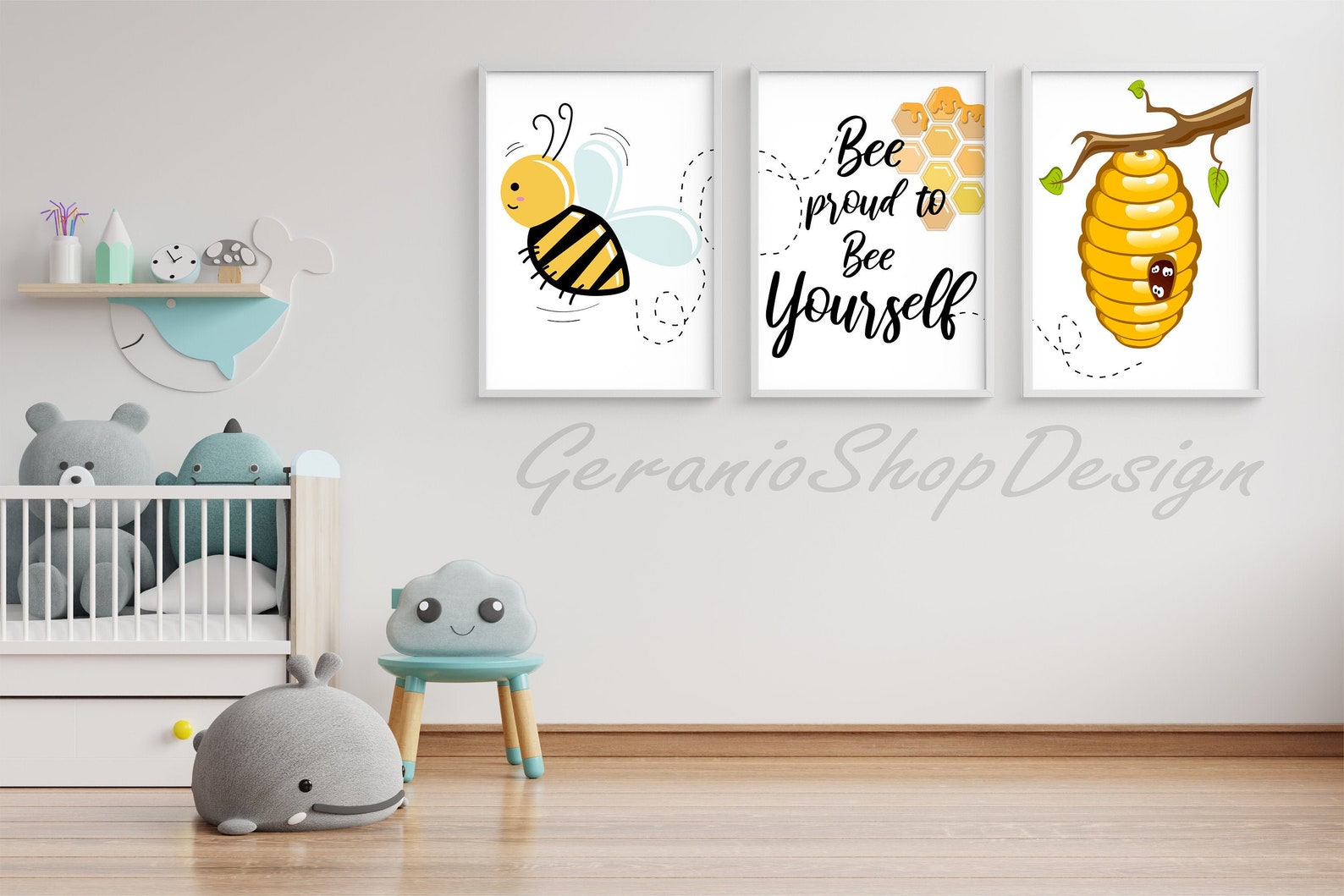 Bee Nursery print Set of 3 print Bee wall art Kid bedroom Etsy