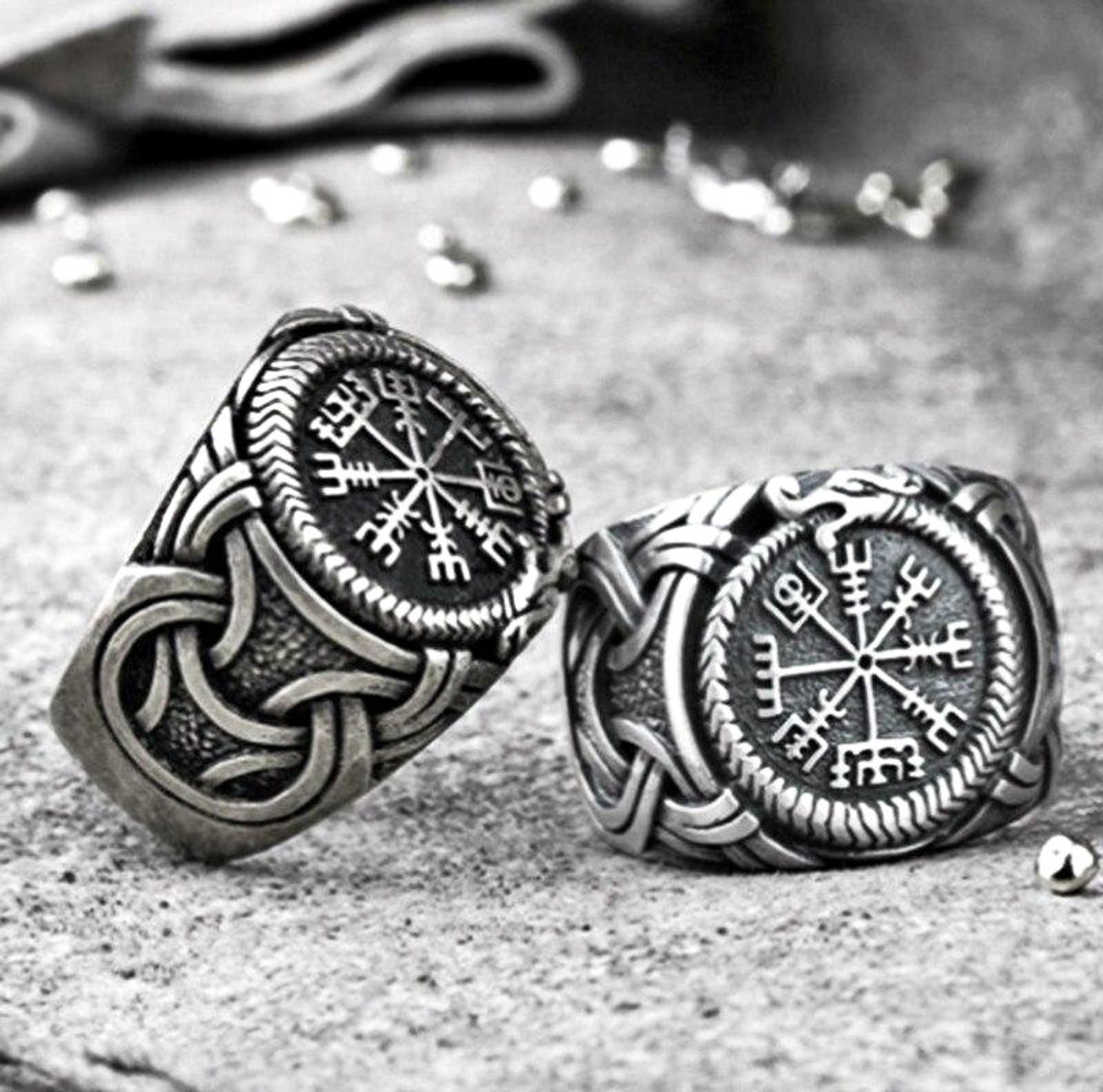 Nordic Viking Ring Compass Stainless Steel Rings Jewelry Gift Etsy