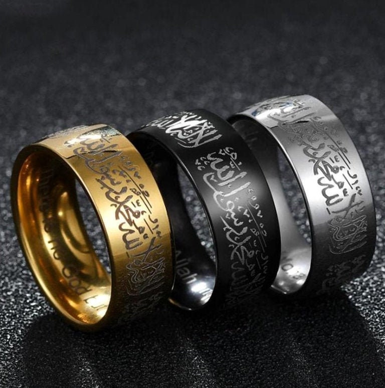 Arabic Islamic Scripture Rings Stainless Steel Religious Etsy