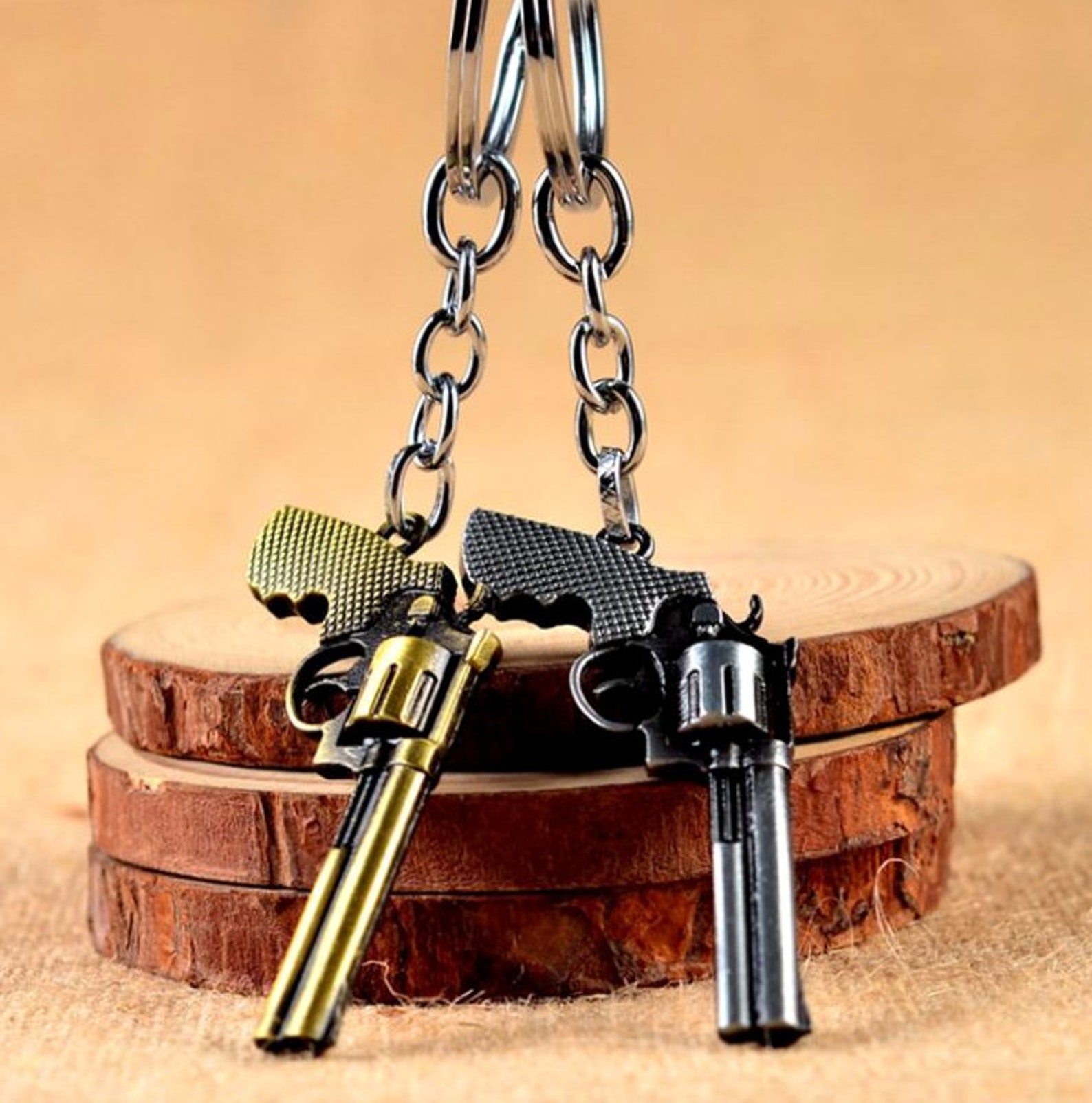 Gun Weapon Keychain Pistol Key Chain KeyRing Rifle Punk Biker | Etsy