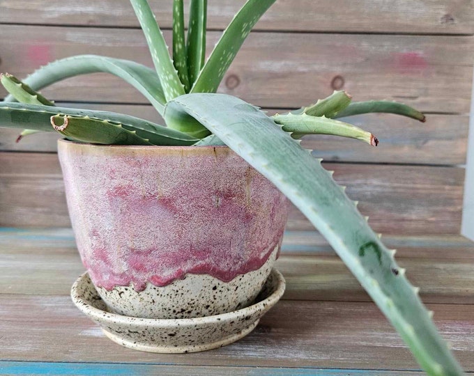 HANDMADE POTTERY  PLANTER, Planters with drainage holes,  Pottery Gift for Wife Grandma or Mother, Indoor herb planters, succulent pots