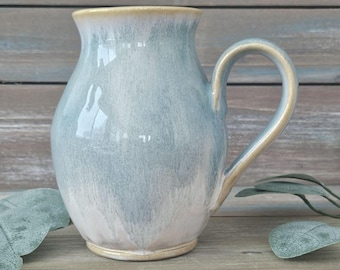 Soft Teal Drift Pottery Mug – Handmade Ceramic Coffee Mug – Wheel Thrown Stoneware Mug – Coastal Teal Artisan Mug