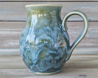 Ocean Wave Handmade Ceramic Mug – Wheel Thrown Pottery Coffee Mug – Stoneware Tea Cup – Ocean Inspired Glaze Mug