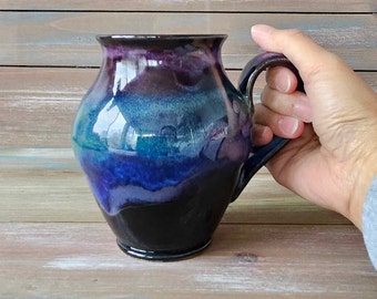 LARGE POTTERY MUG, Handmade Pottery, Pottery Gift for Mom, Birthday Gift for Mom, Mother's day gift, Handmade Ceramic Mug, Northern light