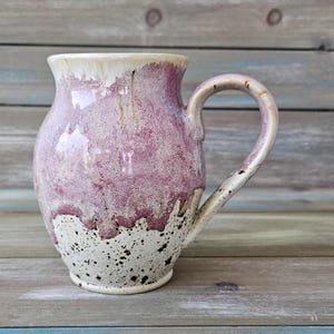 Winterwood Pink - Wheel thrown stoneware ceramic hand painted Unique pottery mug or cup for tea or coffee