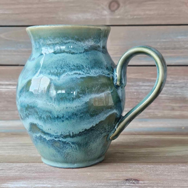 HANDMADE POTTERY MUG - Large Mug Pottery Gift for Wife Girlfriend Gift Mother's day Gift, coastal mug