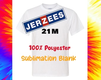 100% Polyester White T-Shirt Sublimation Blank/Sizes 2XL-3XL/Sublimation Blanks/Sublimation/Jerzees/21M/Polyester/Sub Blanks