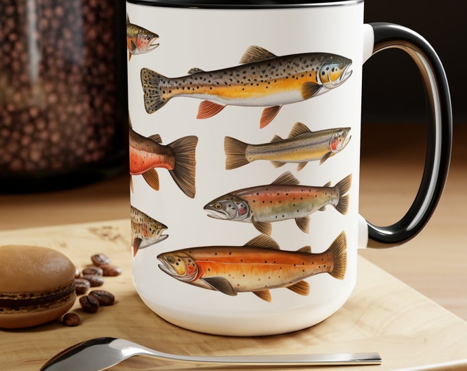 Extra Large Trout Mug in ABG Glaze or Spearmint Green Glaze Etsy