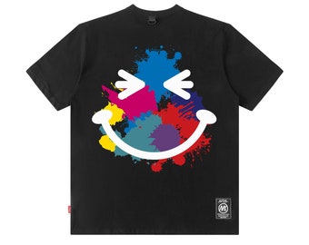 Streetwear Fashion Doodle Smile Print T-shirt Summer Black - Etsy
