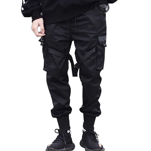 90s Matte Black Cyberpunk Techwear Cargo Pants Streetwear - Etsy