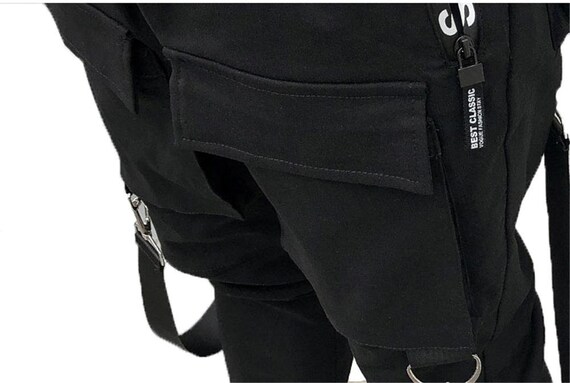 Hip Hop Haran Pants Black Cyberpunk Techwear Streetwear - Etsy