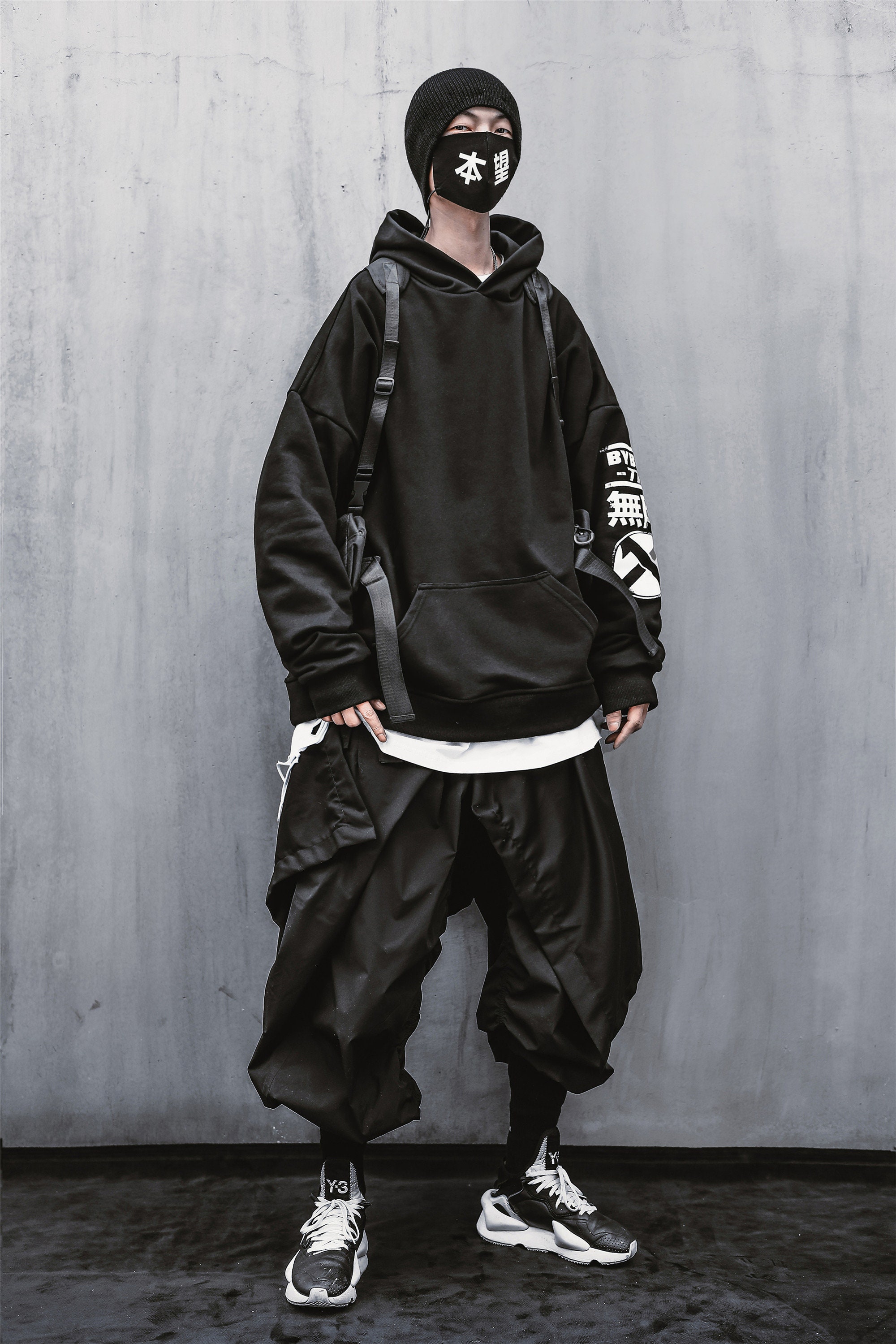 MFCT Japanese Streetwear Cotton Black Kanji Hoodie Men | Etsy