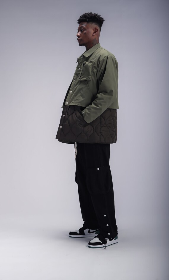 Casual Green Winter Cargo Jacket for 