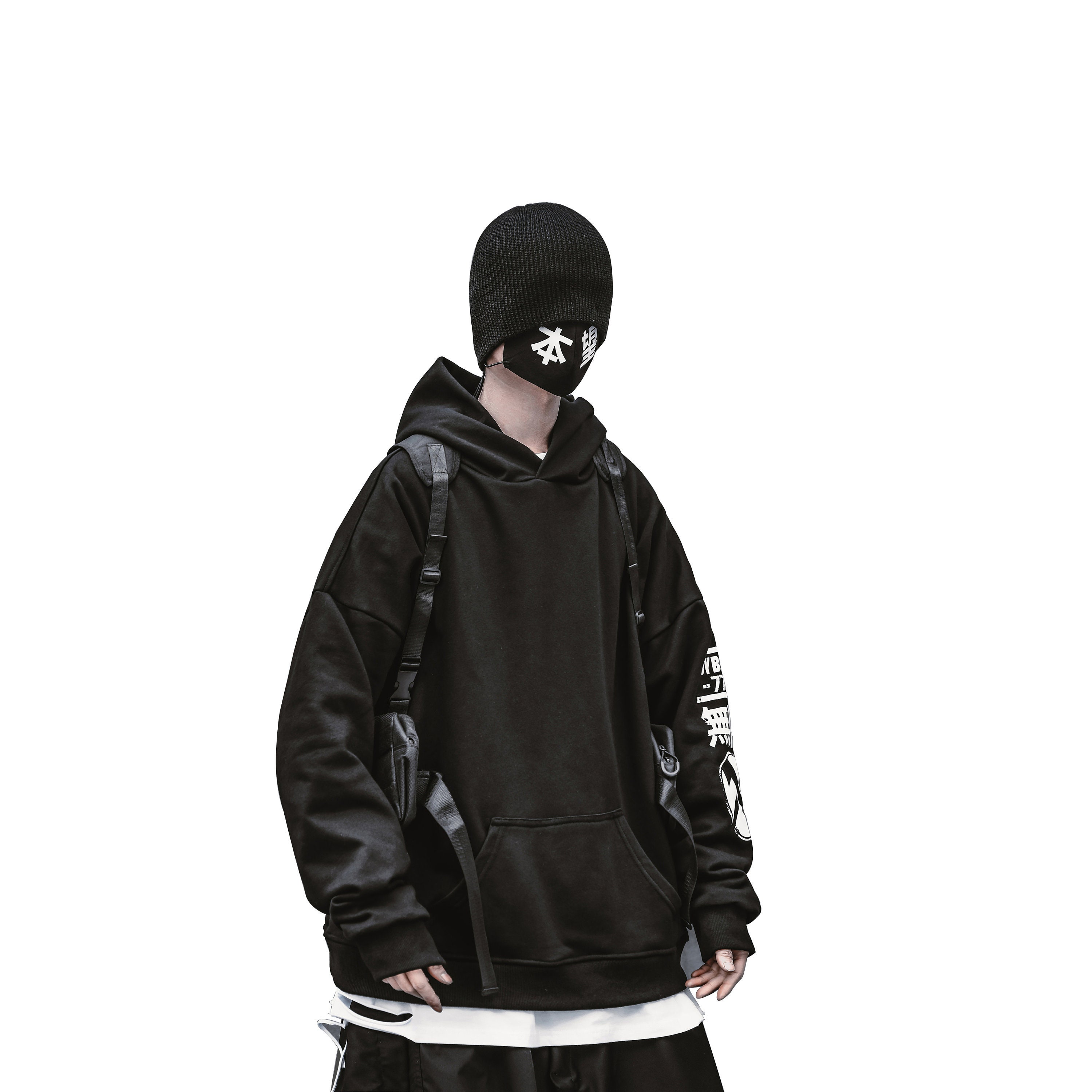 MFCT Japanese Streetwear Cotton Black Kanji Hoodie Men | Etsy