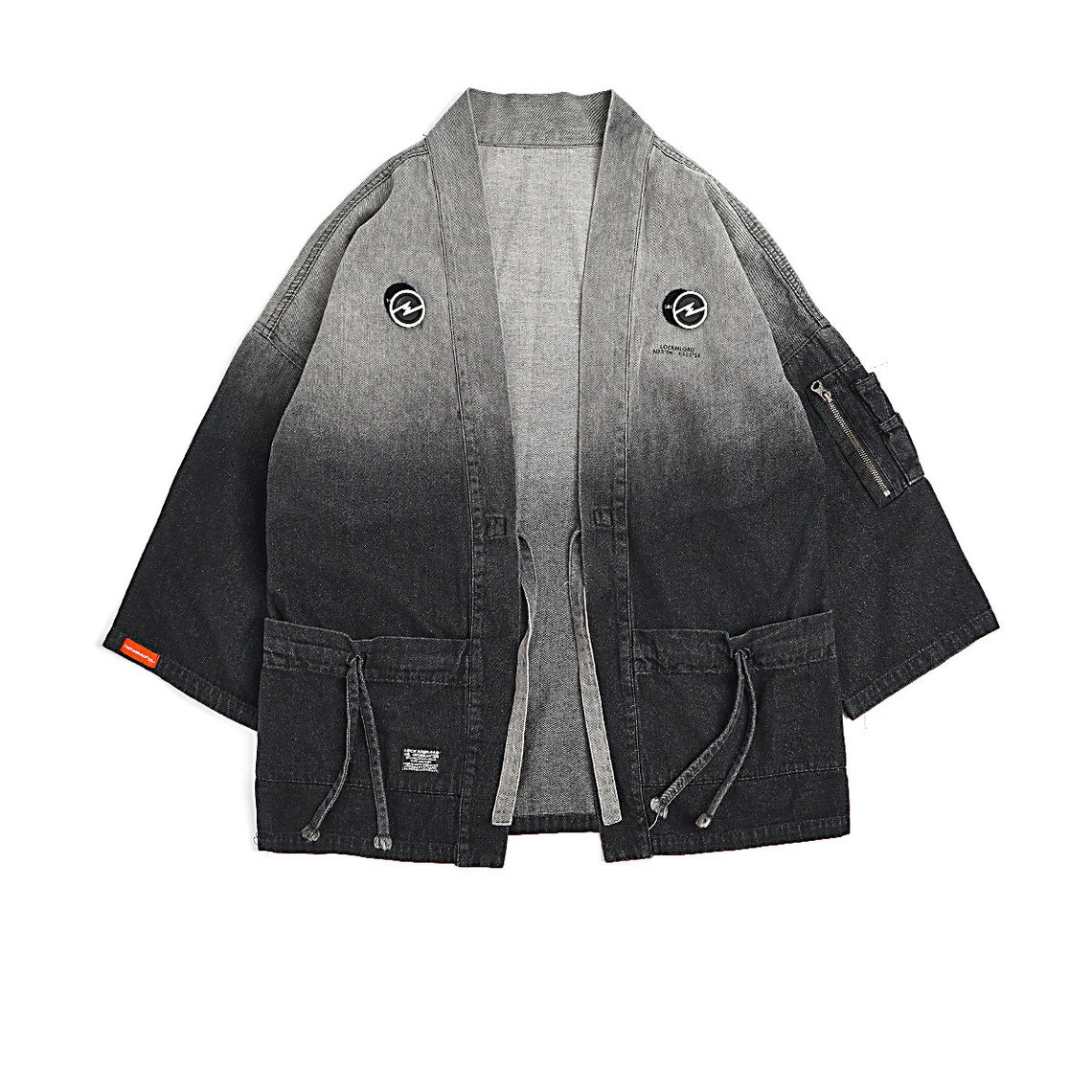 Japanese Samurai Cardigan Streetwear Dark Washed Denim Kimono | Etsy