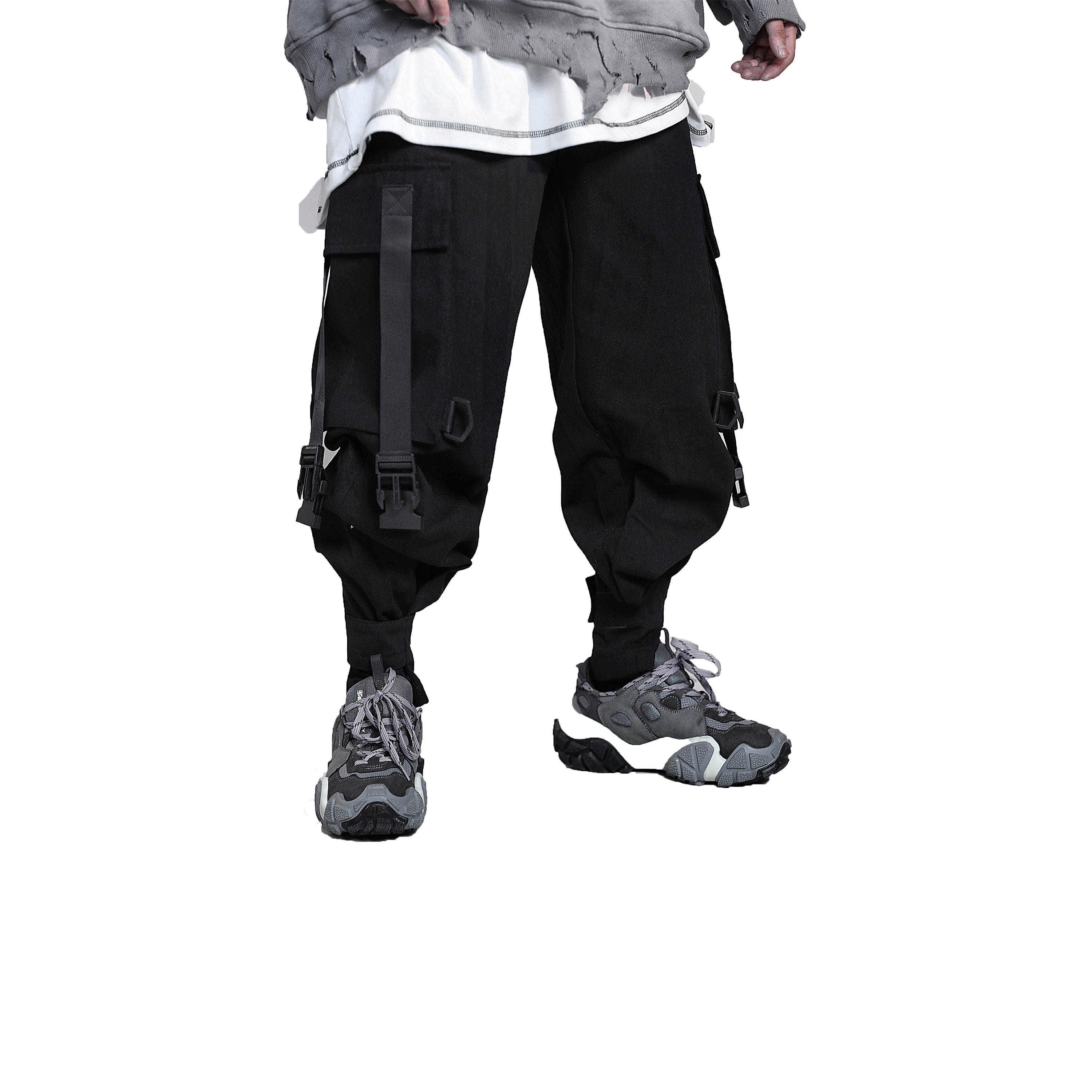 Men039s Cargo Pants Pockets Straps Trousers Tactical Joggers Hip Hop  Streetwear  eBay