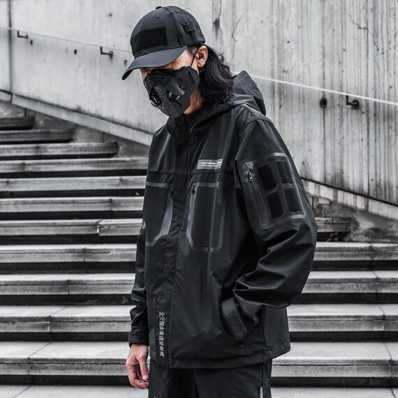Black Tactical Jacket for Men Techwear 