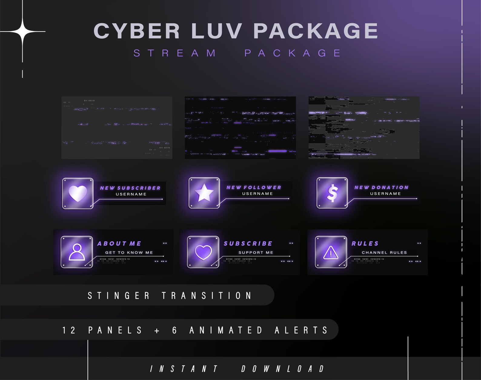 Cyber Y2k Twitch Pack Animated Minimal Stream Pack Streaming Scenes ...